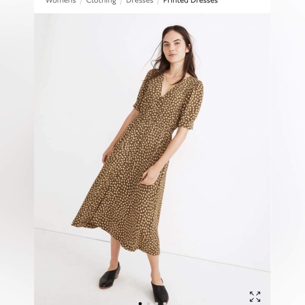 NWT Madewell Button-Cuff Midi Dress in Wood-Cut Flowers - Picture 5 of 9